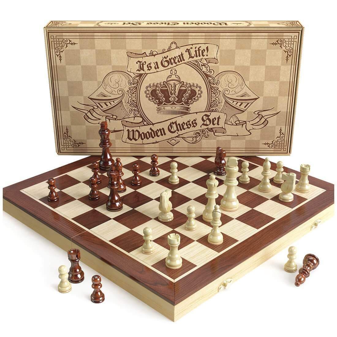 aGreatLife Universal Standard Wooden Chess Board Game Set