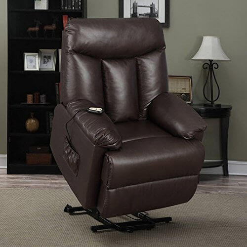 Best Home ProLounger Lya Modern Brown Renu Leather Power Recline and Lift Wall Hugger Chair