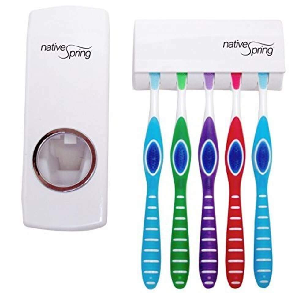 Native Spring Toothpaste Dispenser and Toothbrush Holder
