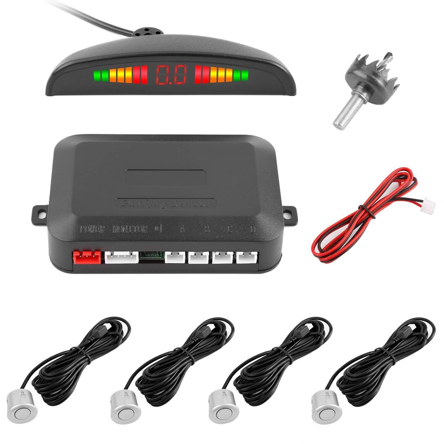 YOKKAO LED Display Auto Rear Reverse Alert System Car Parking Sensor Backup Kit