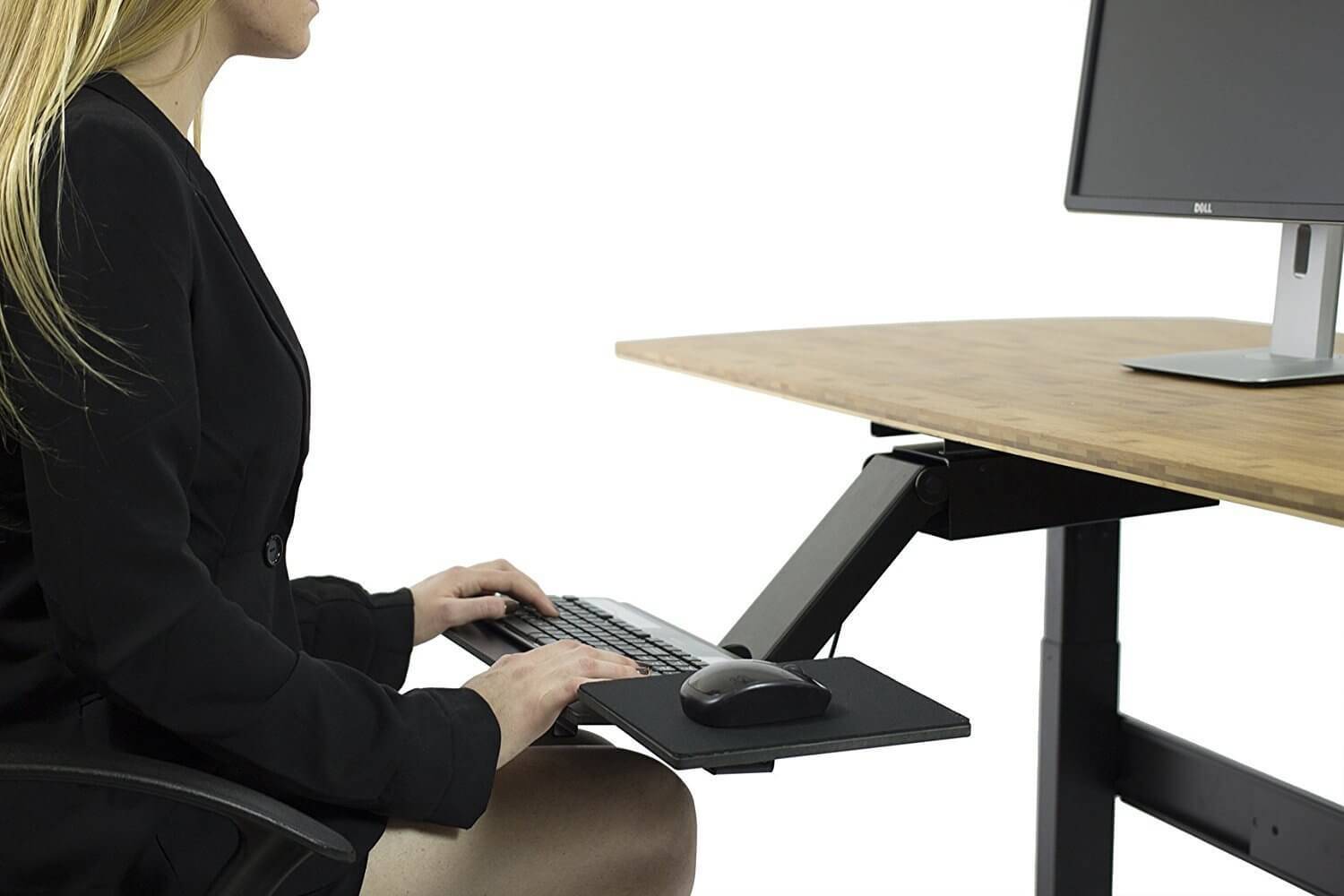 KT2 Ergonomic Under-Desk Adjustable Height & Angle Sit to Stand up Keyboard Tray
