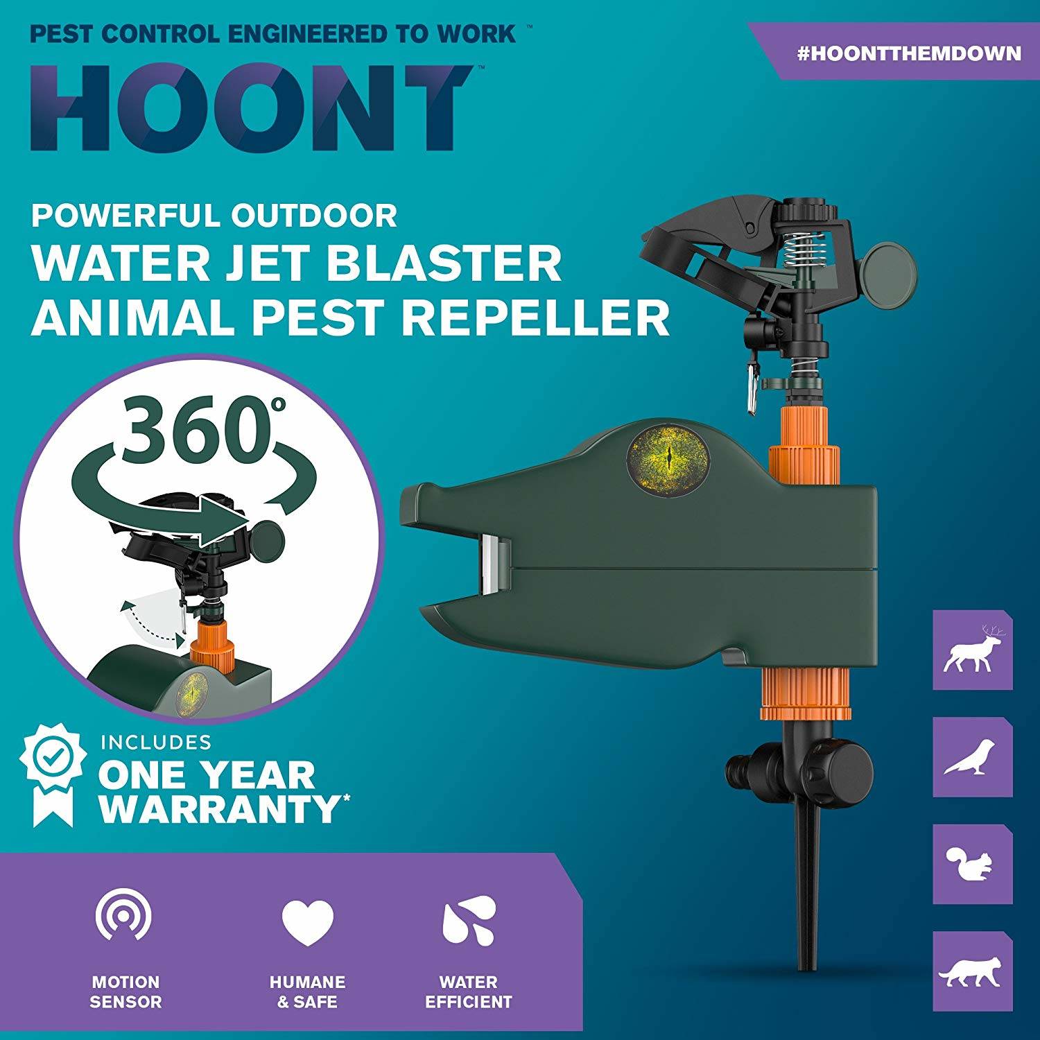 Hoont Powerful Outdoor Water Blaster Animal Pest Repeller
